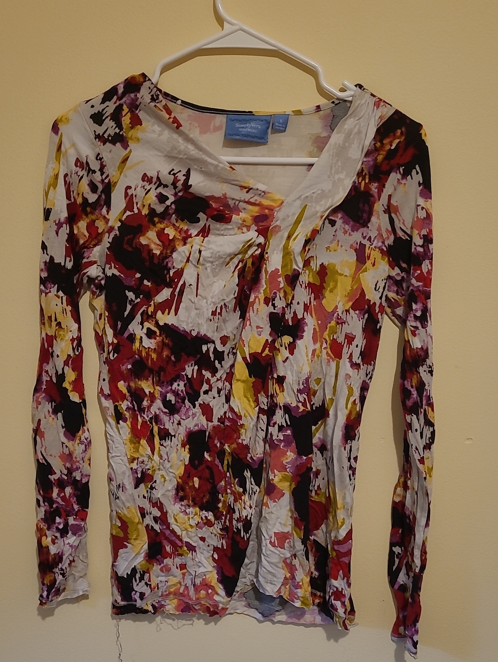Vera Wang Multicolor Abstract Long-Sleeve Tee